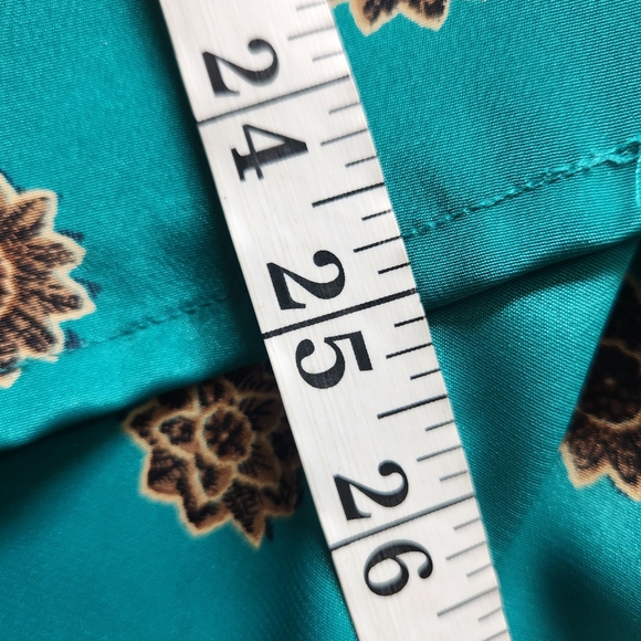 Vintage Tan Jay 2 Piece Midi Dress Set Teal Green With Floral Print Women's 8 - Picture 10 of 16